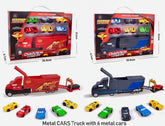 Metal car with truck and 6 cars