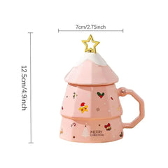 Christmas tree mug with a spoon
