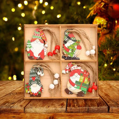 Christmas wooden Santa Claus ornaments