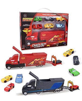 Metal car with truck and 6 cars