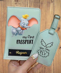 Passport cover with a bag tag