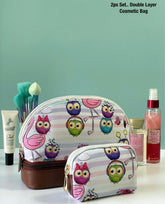 Double layer cosmetic bag with a small pouch