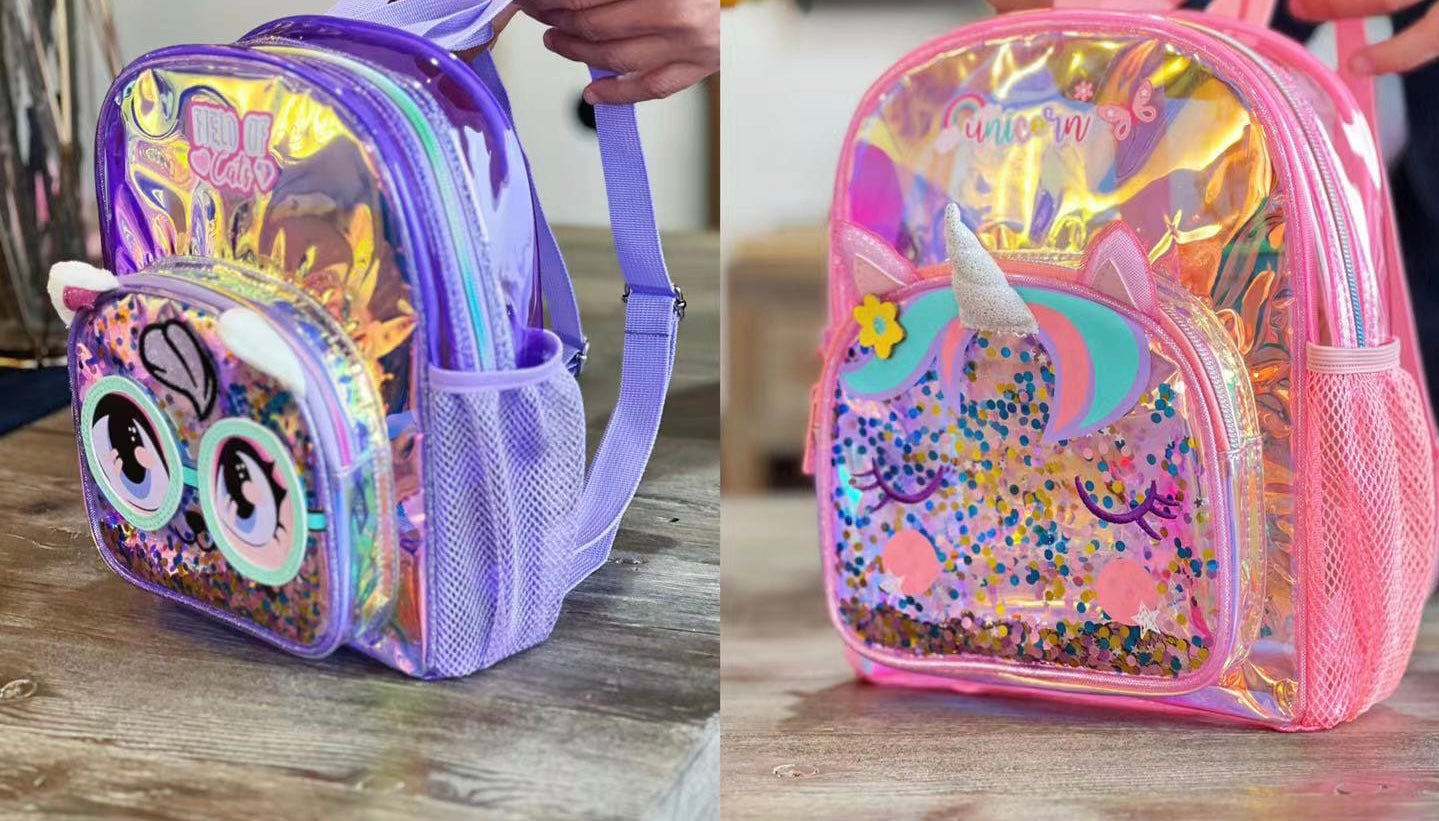 Premium holographic backpack Purple cat - Main Image