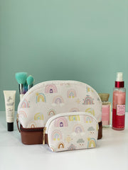 Double layer cosmetic bag with a small pouch