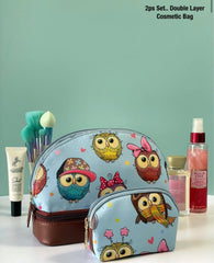 Double layer cosmetic bag with a small pouch