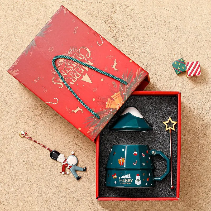 Christmas tree mug with a spoon