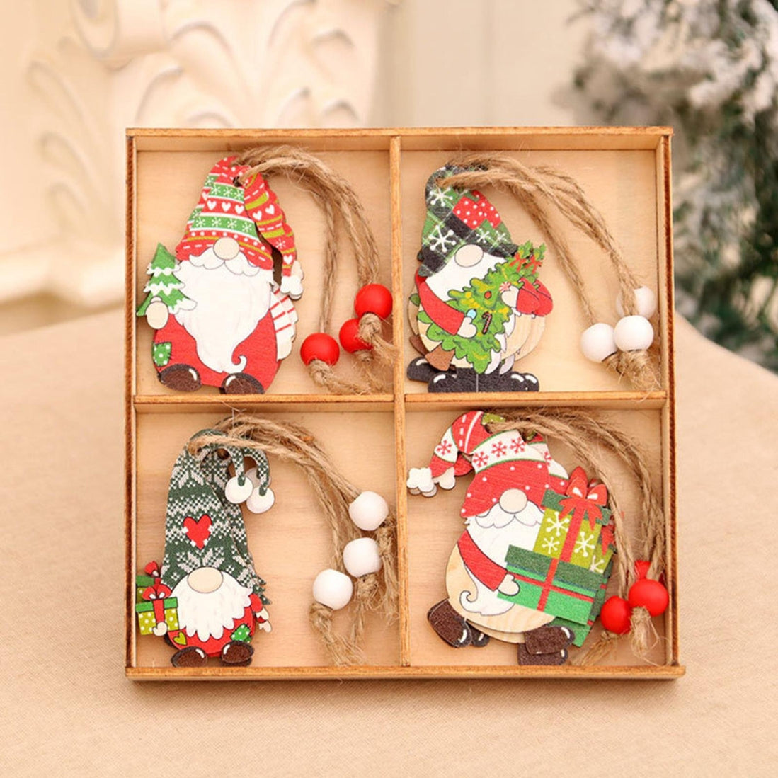 Christmas wooden Santa Claus ornaments