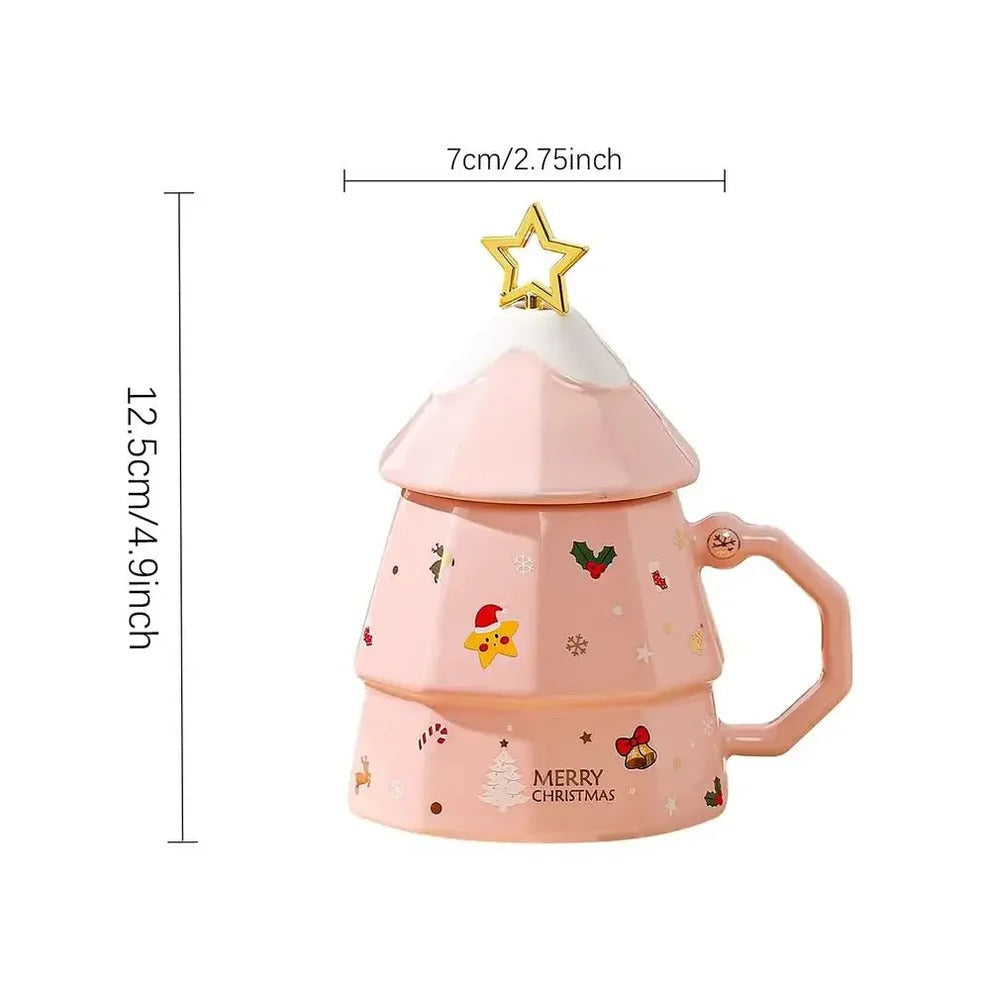 Christmas tree mug with a spoon