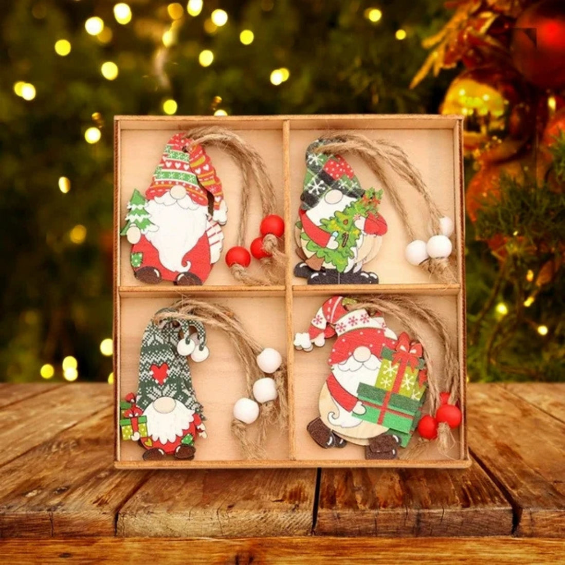 Christmas wooden Santa Claus ornaments