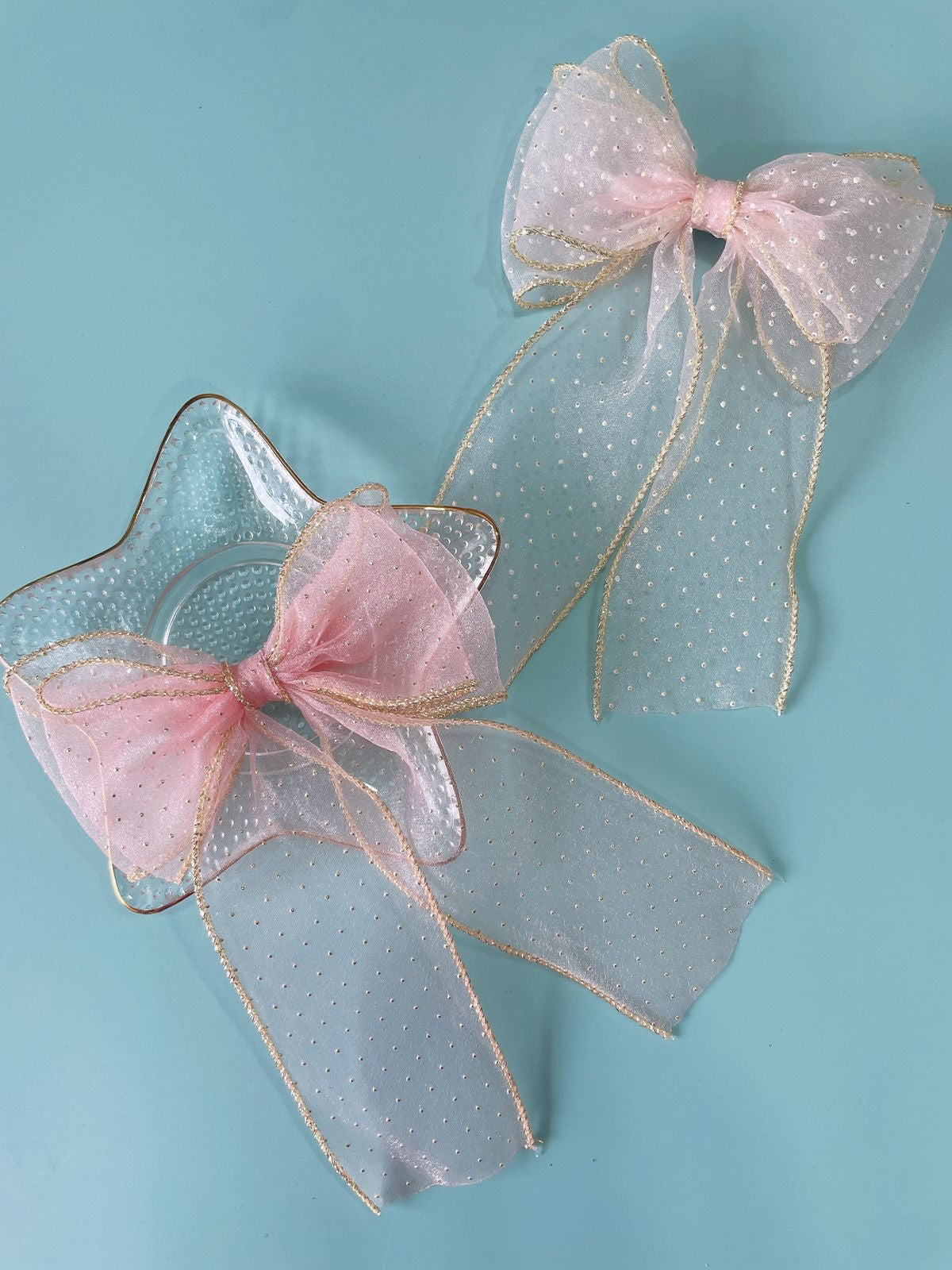 Light Pastels Glitter Pretty Cute style Hair Bow Pins..