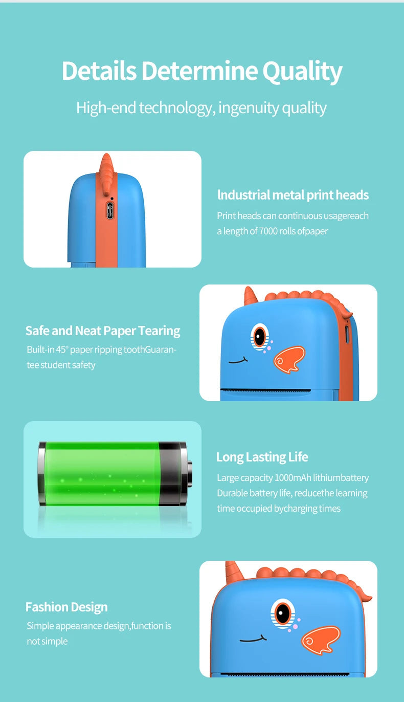 Cute unicorn theme portable pocket printer