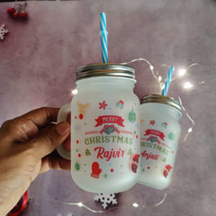 Christmas Frosted mason jar