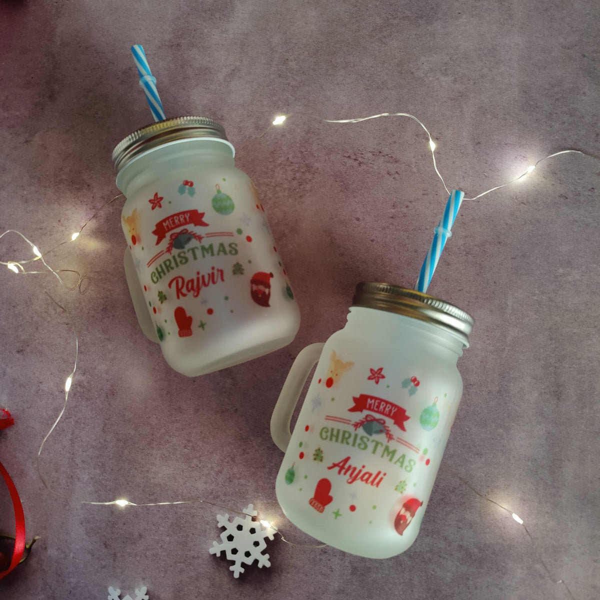 Christmas Frosted mason jar