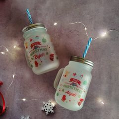 Christmas Frosted mason jar