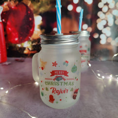 Christmas Frosted mason jar