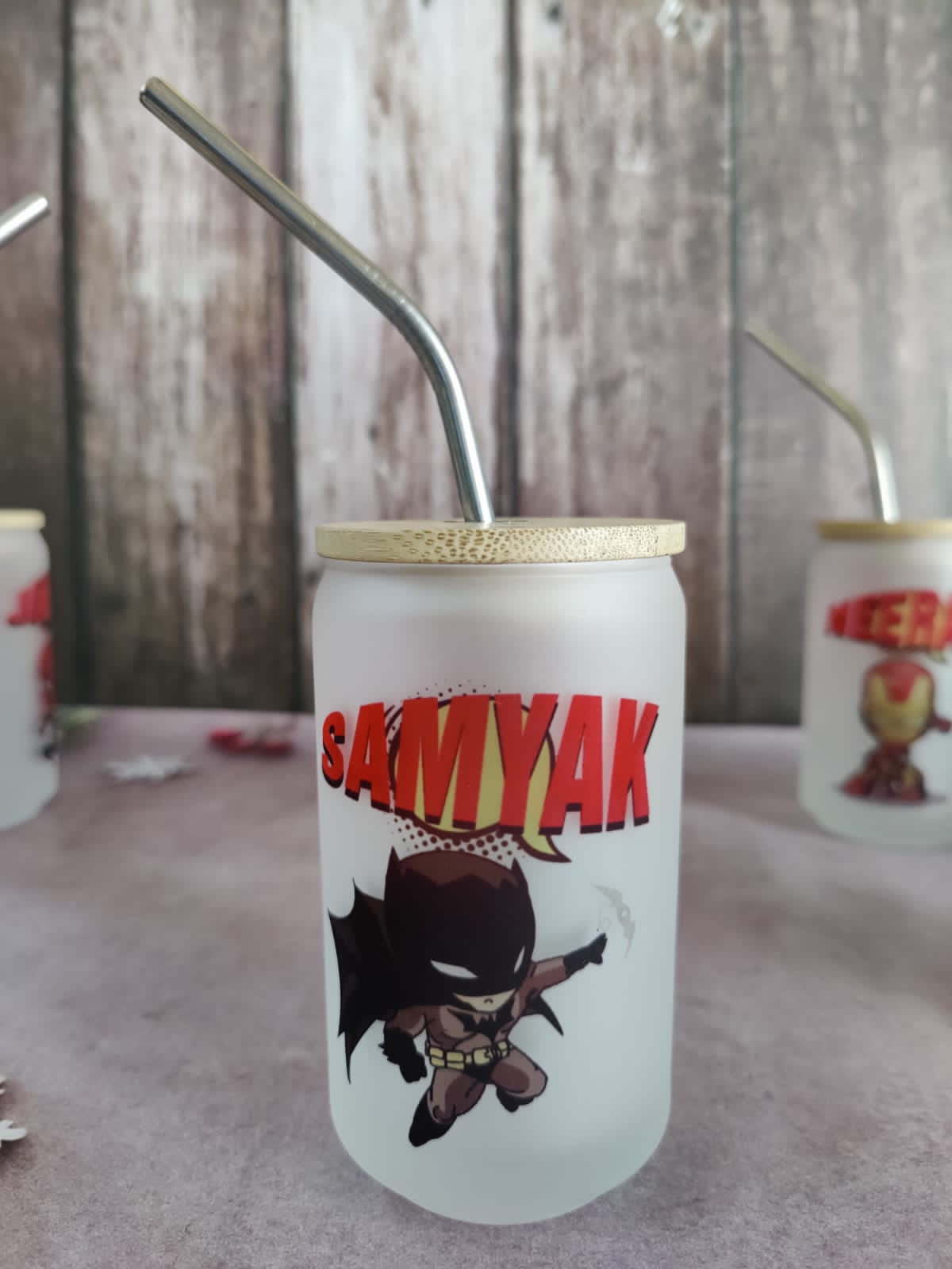 Persoanlised straw glass tumbler