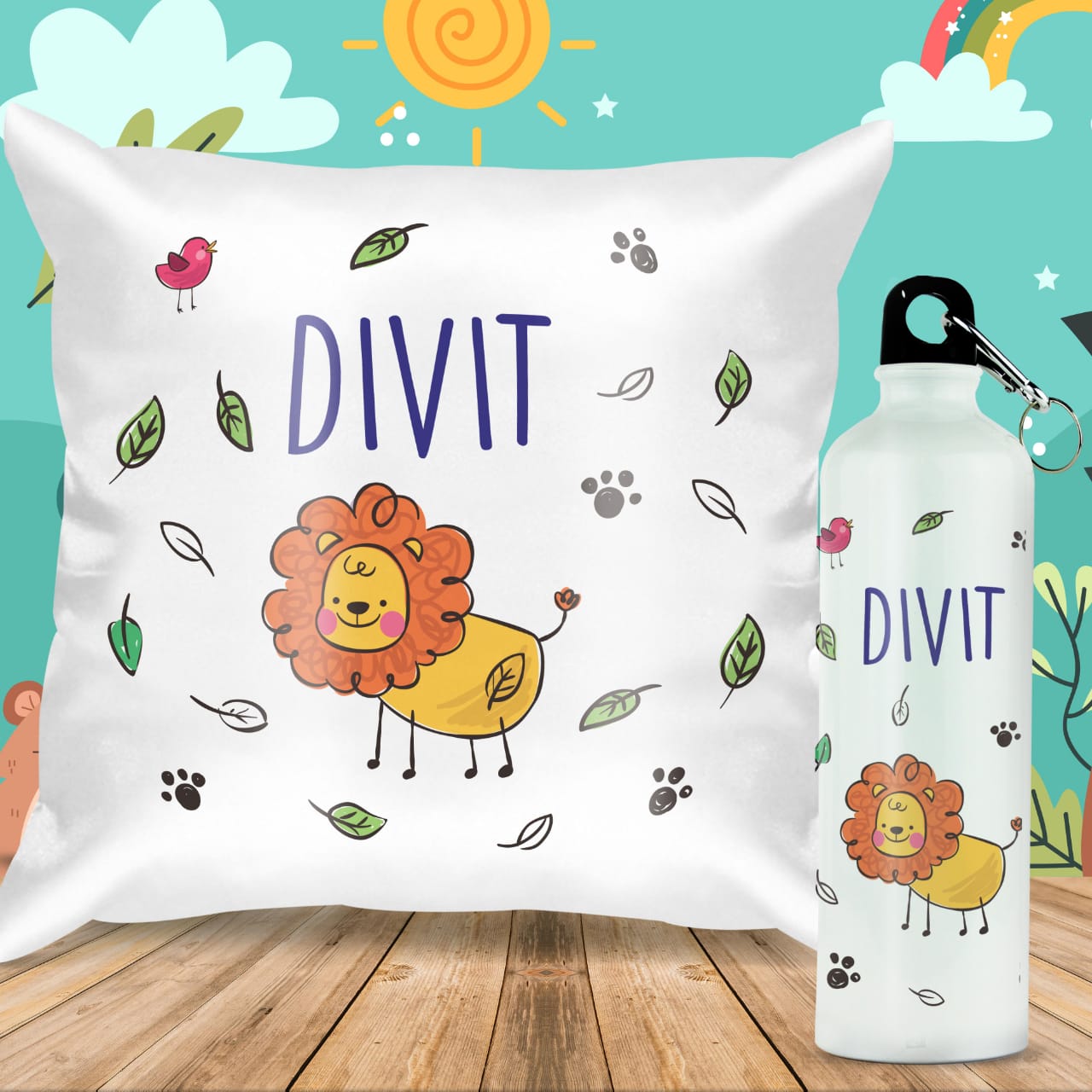 Personalised pillow with a bottle (Prepaid only)