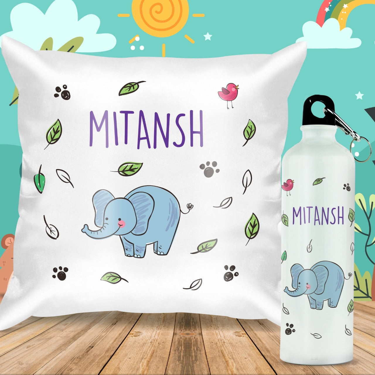 Personalised pillow with a bottle (Prepaid only)