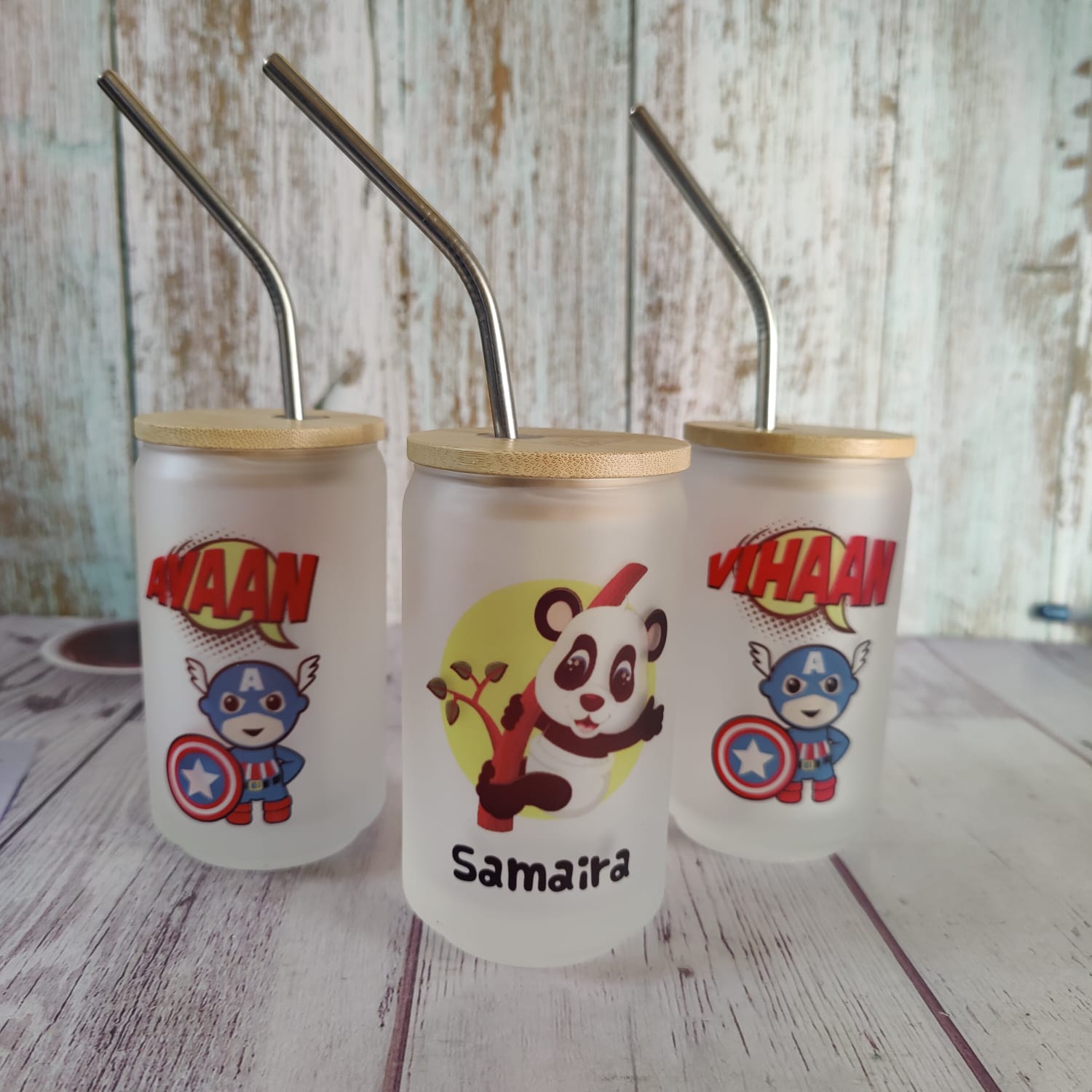 Persoanlised straw glass tumbler