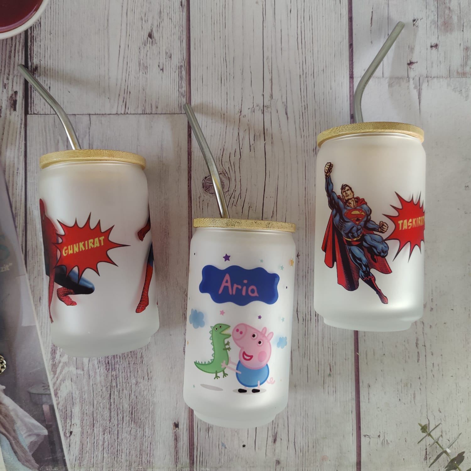 Persoanlised straw glass tumbler