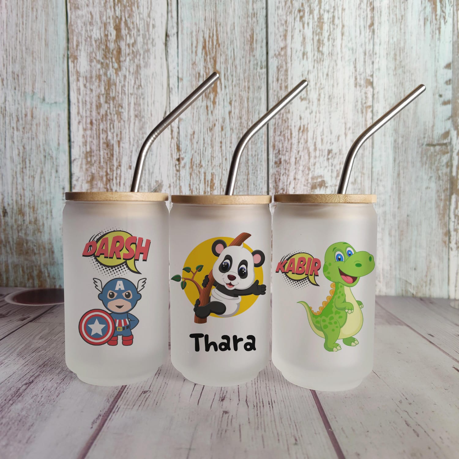 Persoanlised straw glass tumbler