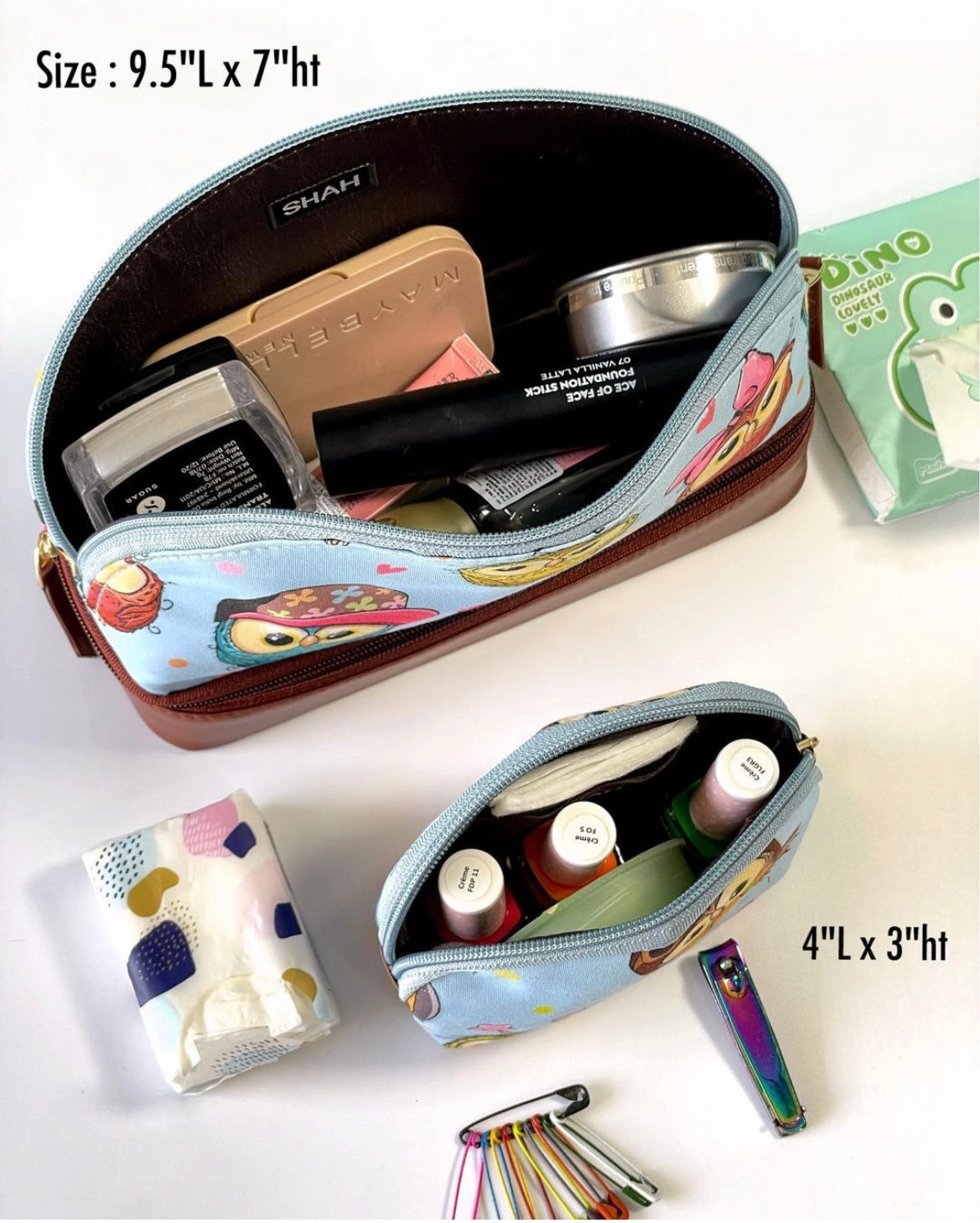 Double layer cosmetic bag with a small pouch