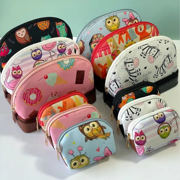 Double layer cosmetic bag with a small pouch